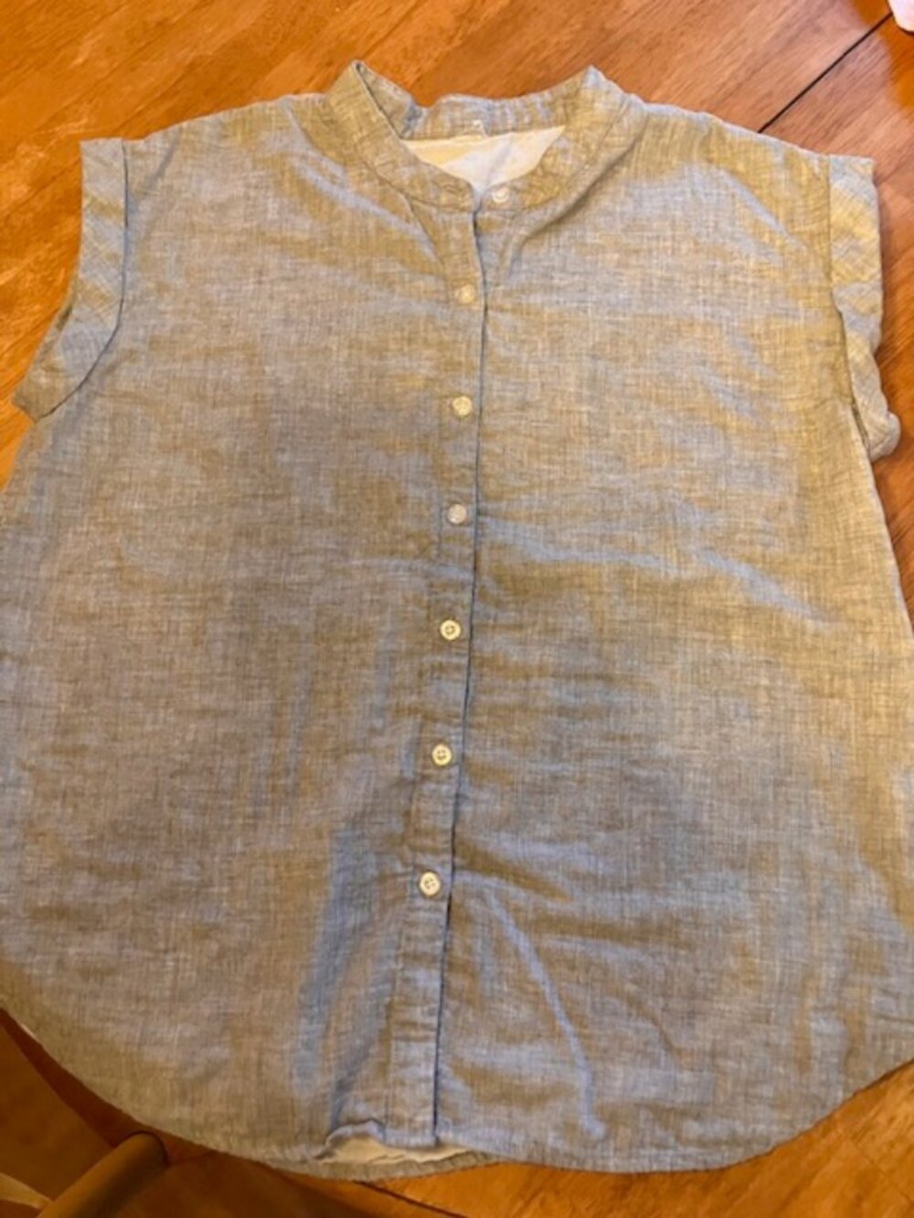 Light Gray and White Button Up Summer Top